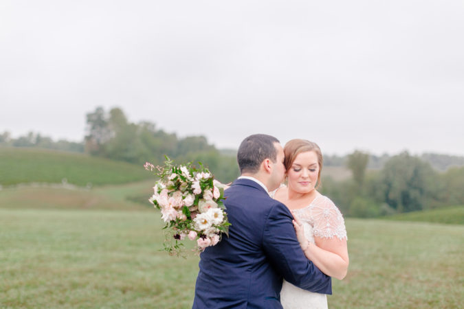 Bride and groom portraits at Linganore Winecellars taken by DMV wedding photographer Sarah Botta Photography
