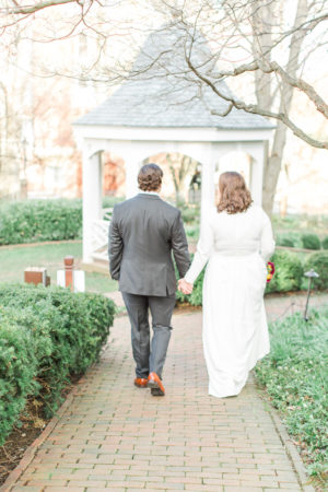 Bride and Groom portraits at the Carlyle House in Old Town Alexandria by Virginia Wedding Photographer Sarah Botta Photography